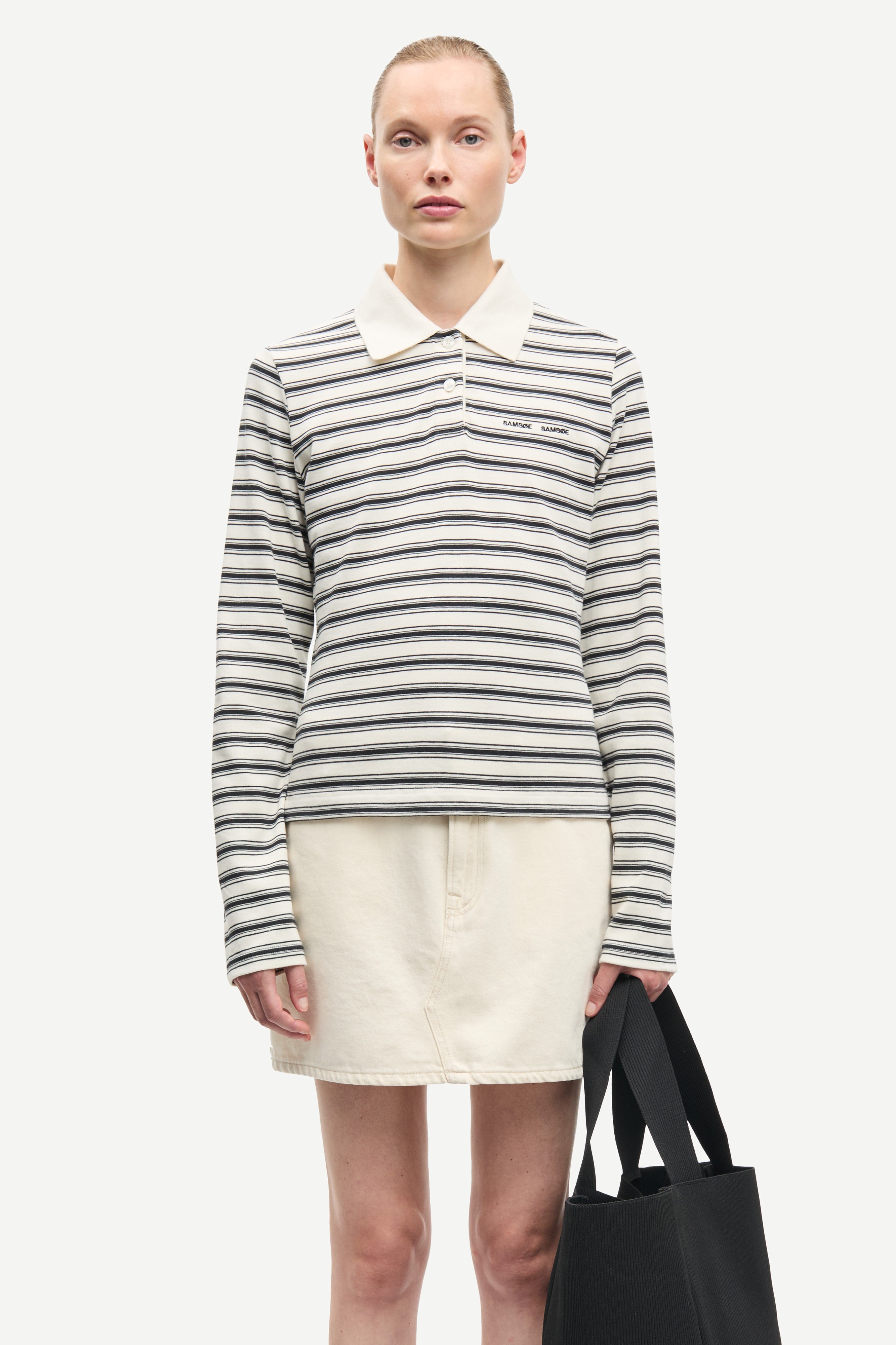 Samsøe Samsøe Sadonell LS Polo // Egret Stripe