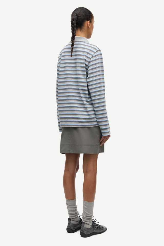 Samsøe Samsøe Sadover LS Polo // Grey Blue Stripe
