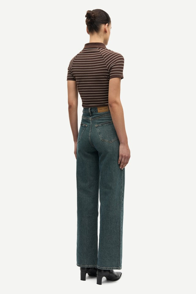 Samsøe Samsøe Samia SS Polo // Coffee Brown Stripe