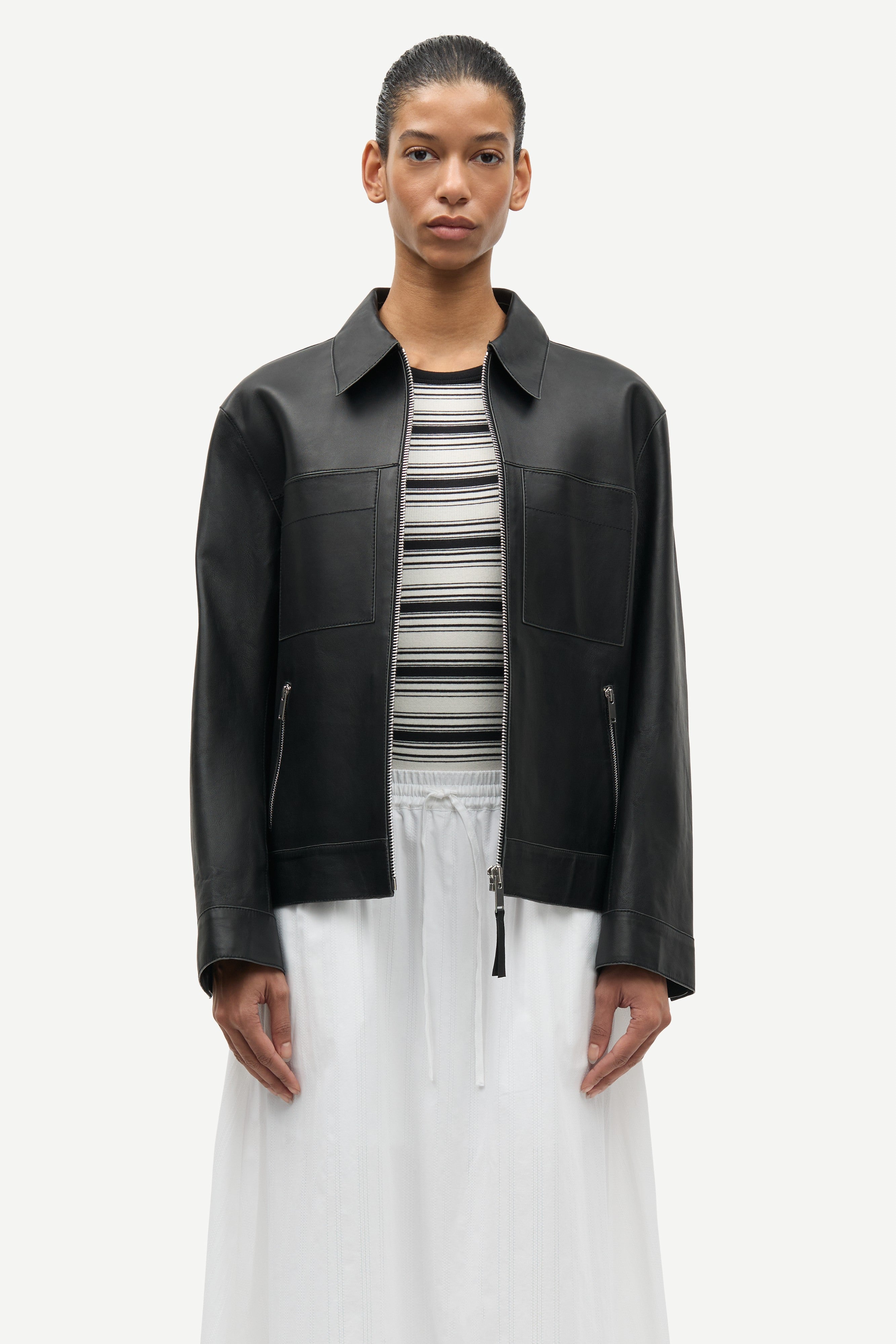 Samsøe Samsøe Sastevie Leather Jacket // Black