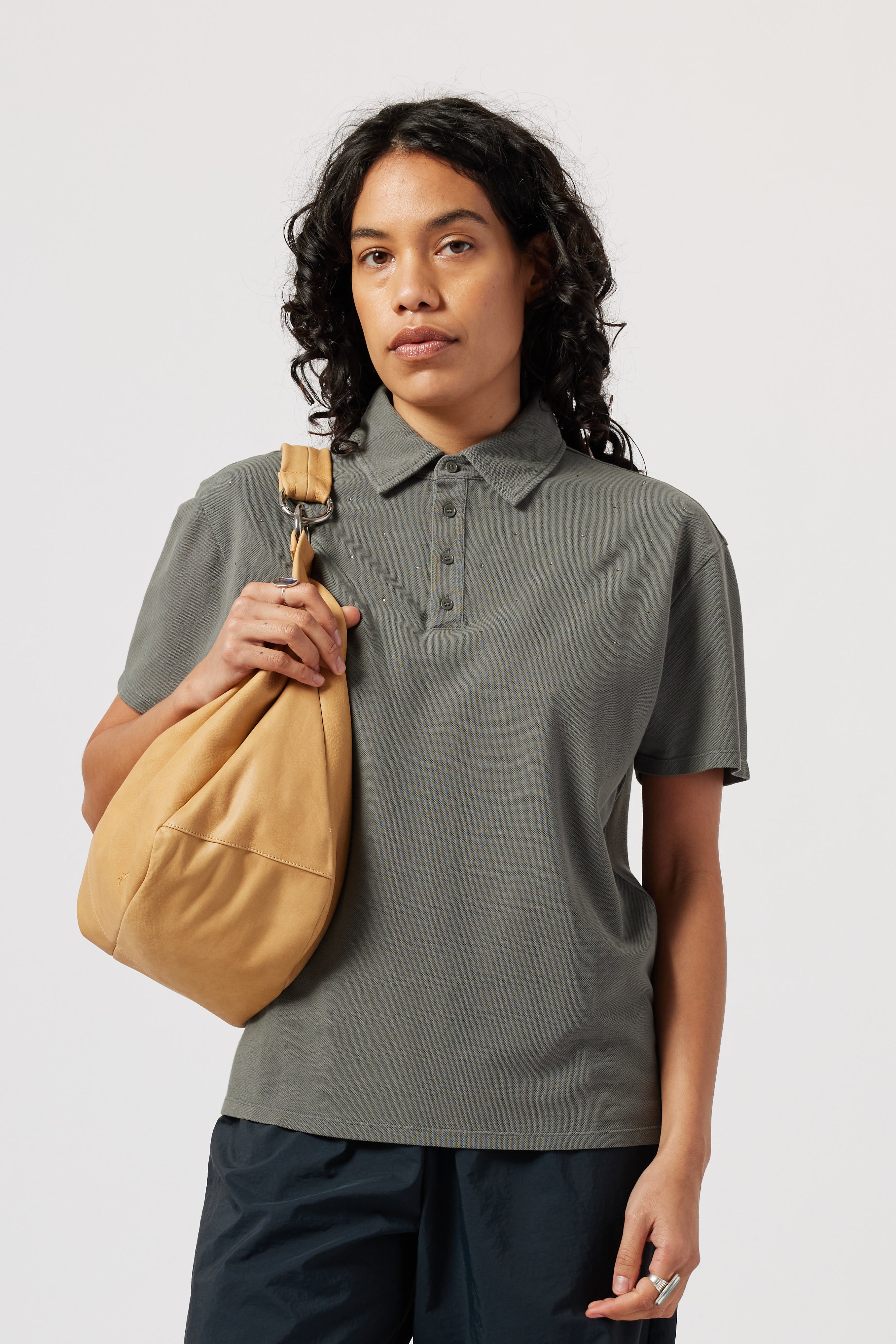 Paloma Wool Strip Polo // Grey