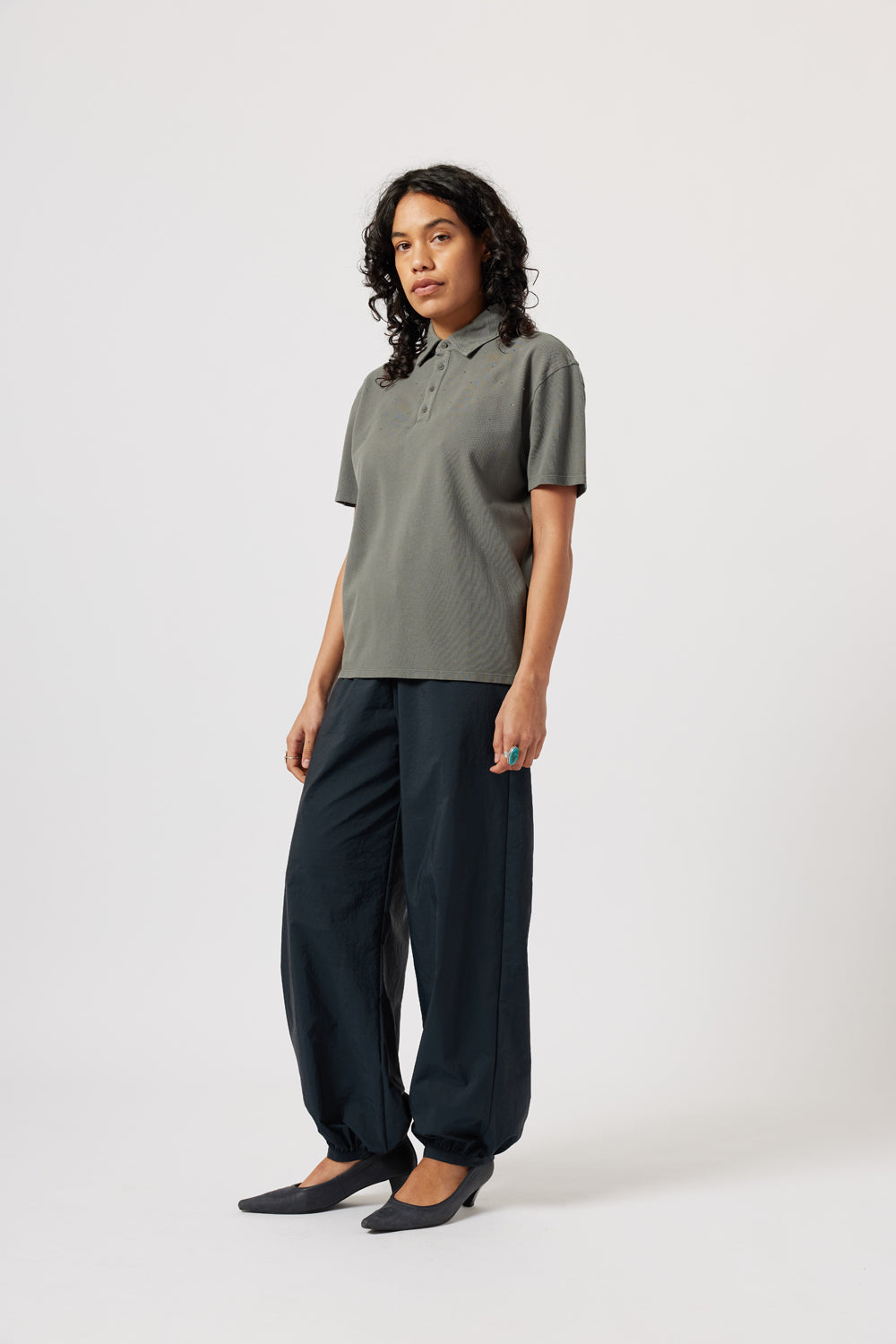 Paloma Wool Strip Polo // Grey