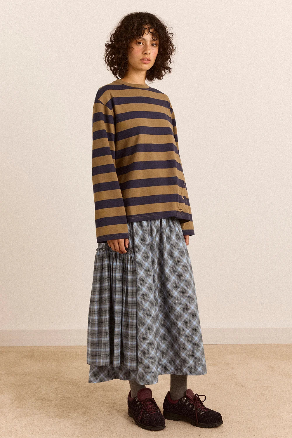 Damson Madder Scottie L/S Tee // Olive Stripe