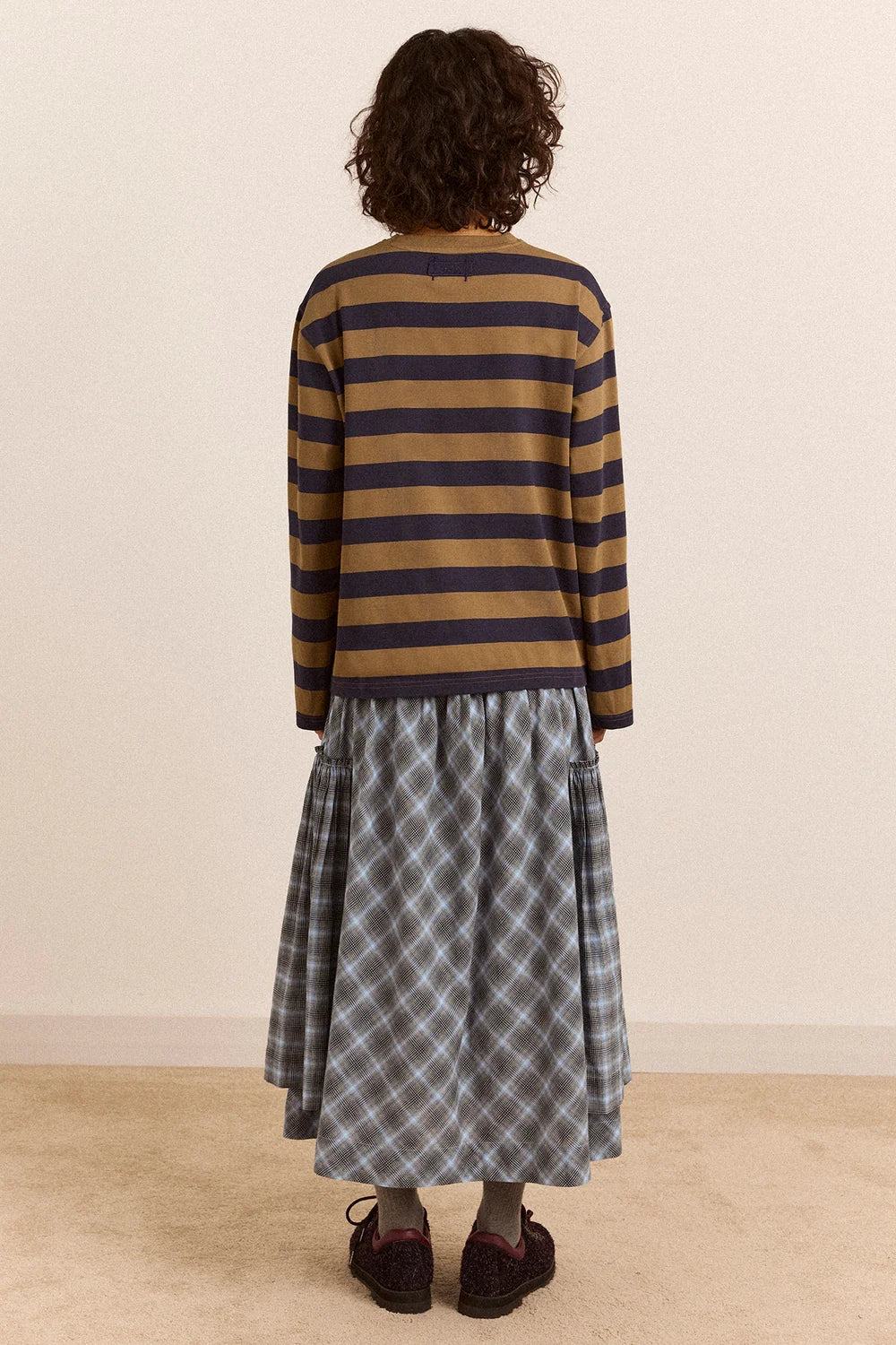 Damson Madder Scottie L/S Tee // Olive Stripe