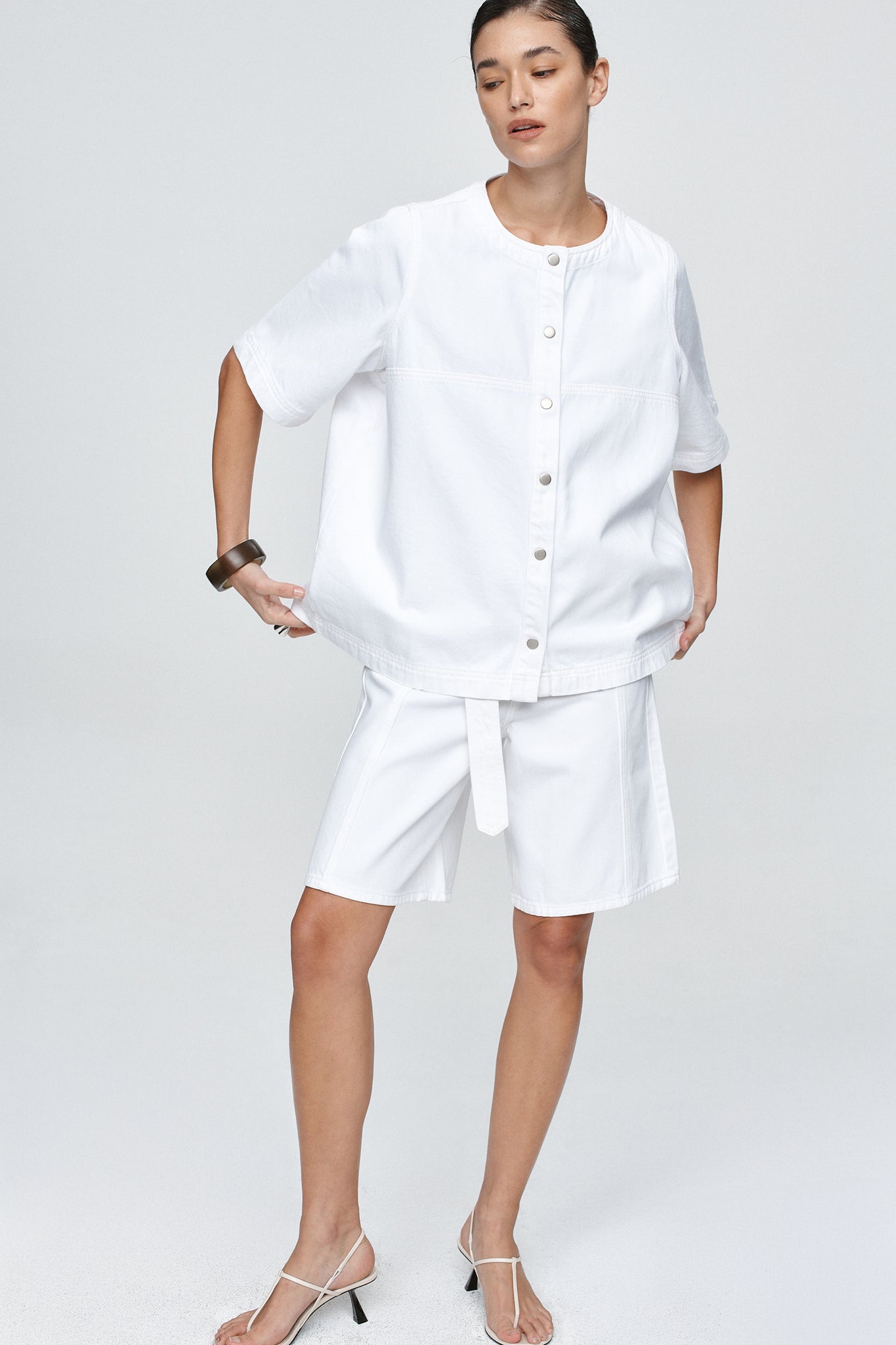Marle Short Sleeve Seam Shirt // Blanc