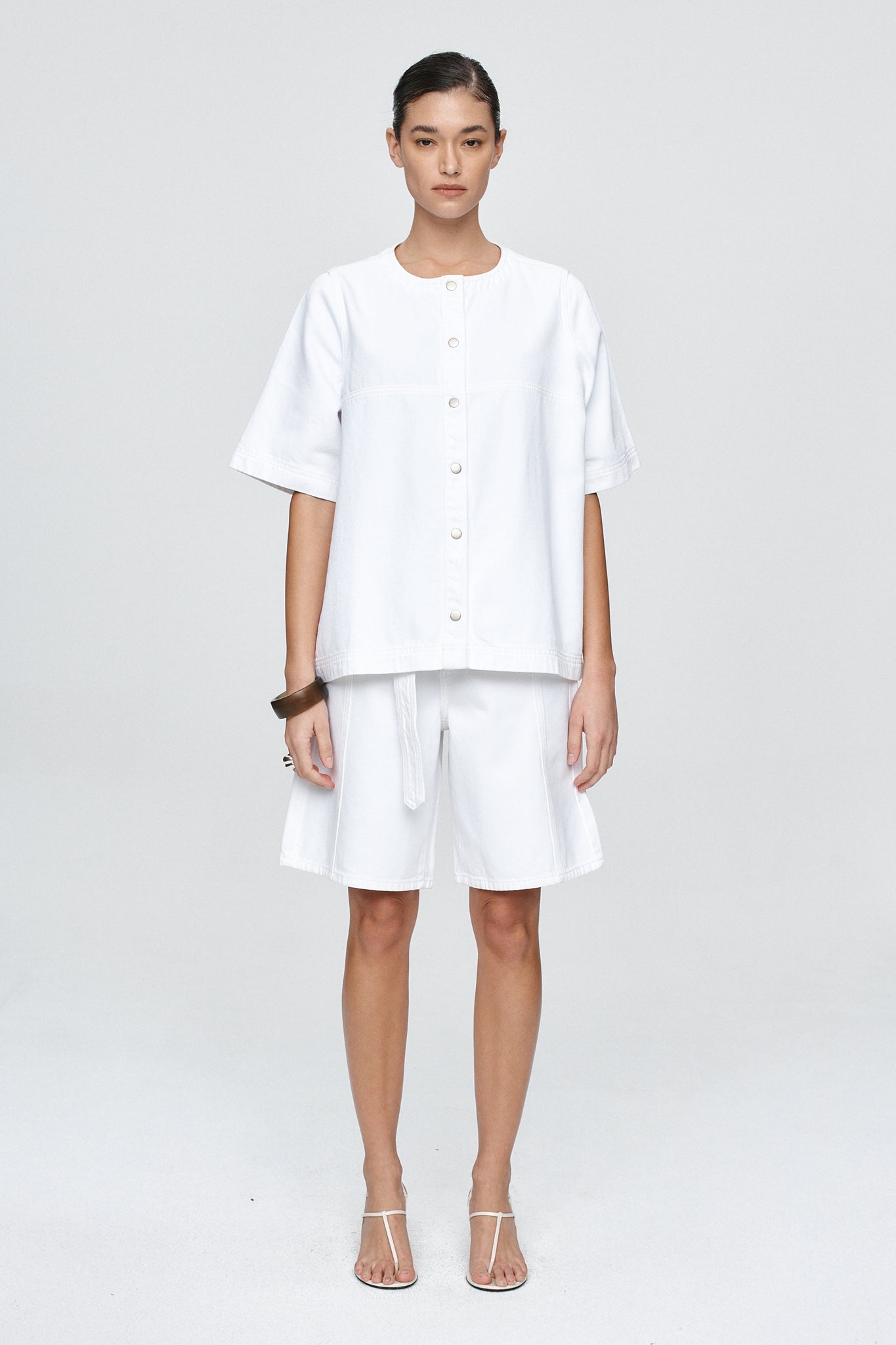 Marle Short Sleeve Seam Shirt // Blanc
