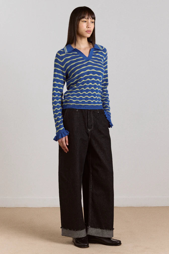 Damson Madder Silvia Polo Jumper // Blue, Mint