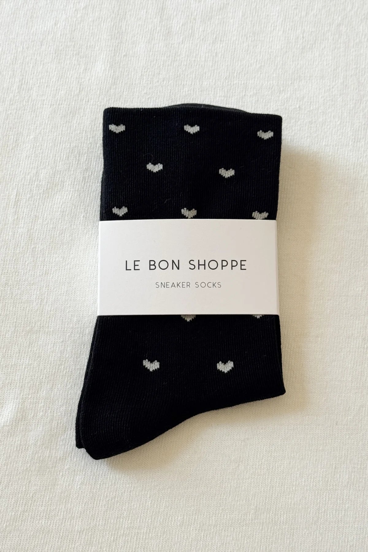 Le Bon Shoppe Sneaker Socks Heart // Black, Cream