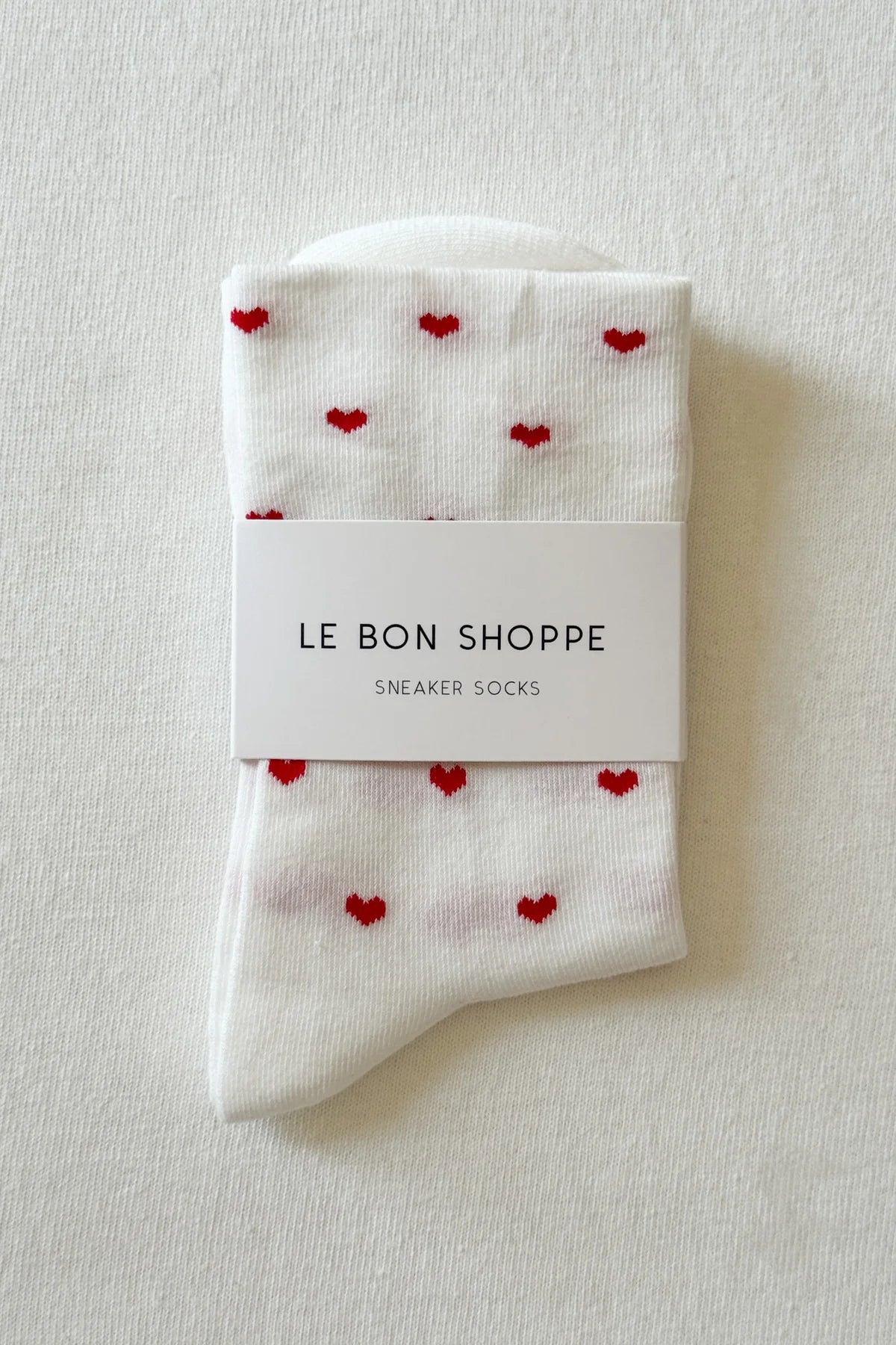 Le Bon Shoppe Sneaker Socks Heart // White, Red