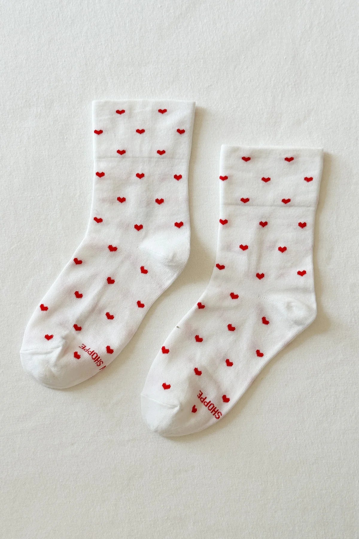 Le Bon Shoppe Sneaker Socks Heart // White, Red