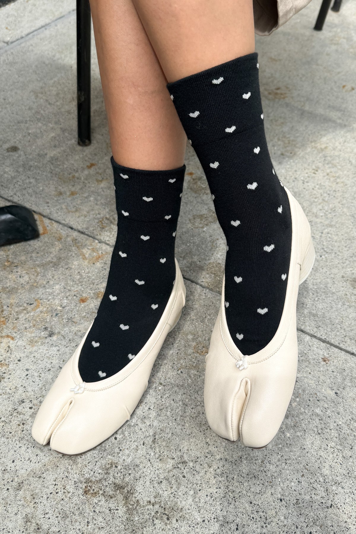 Le Bon Shoppe Sneaker Socks Heart // Black, Cream