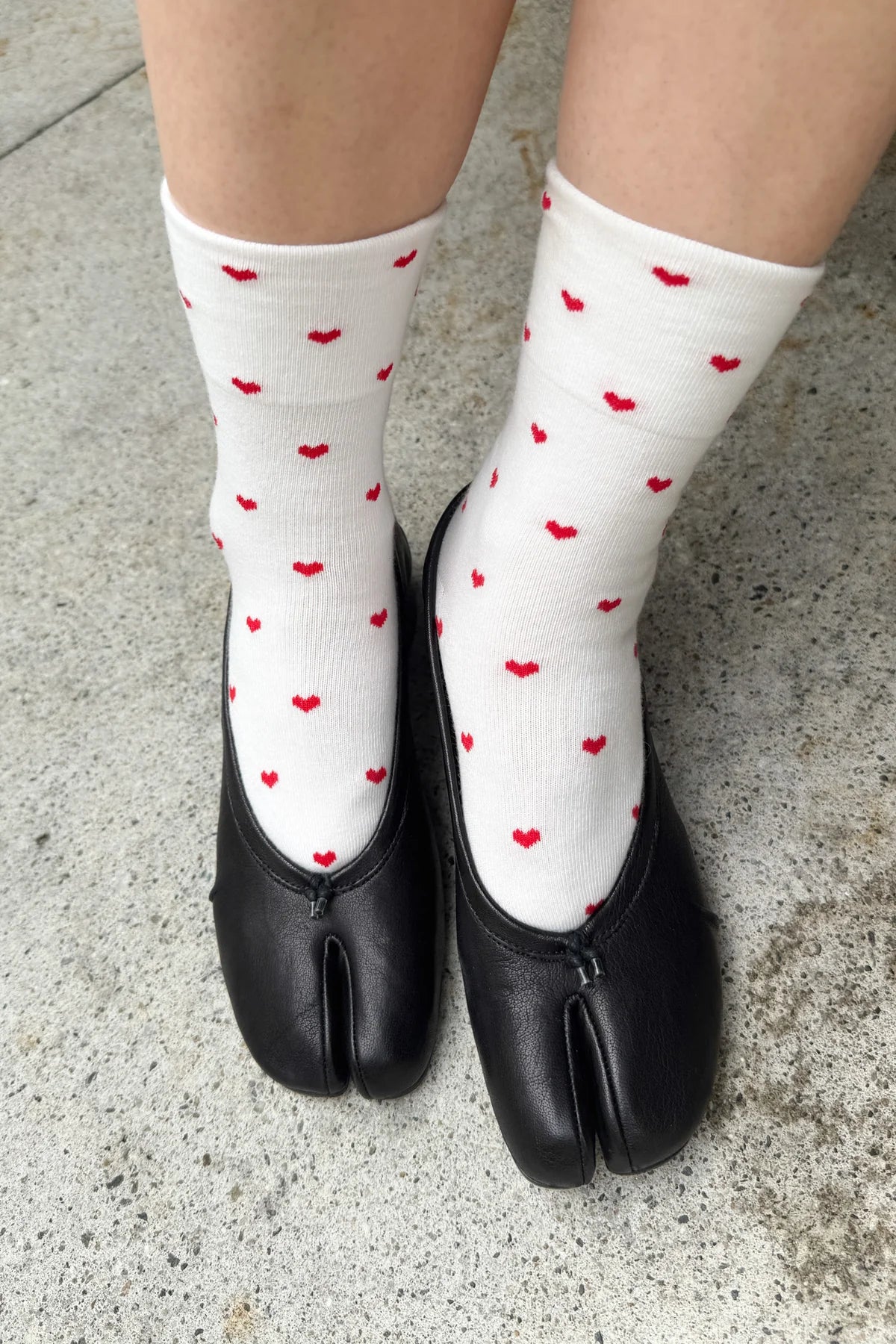 Le Bon Shoppe Sneaker Socks Heart // White, Red