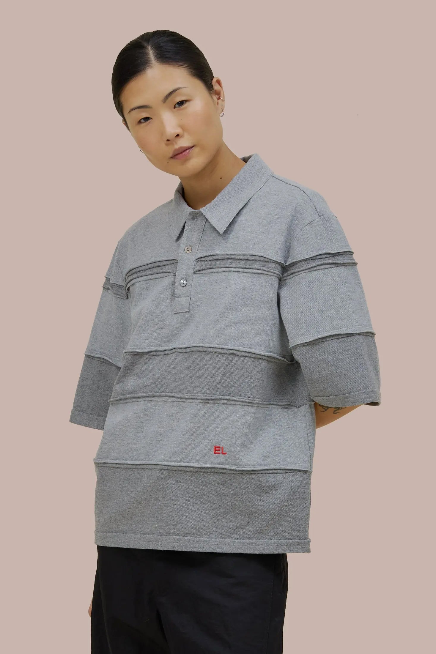 Eckhaus Latta Striated Polo // Cement