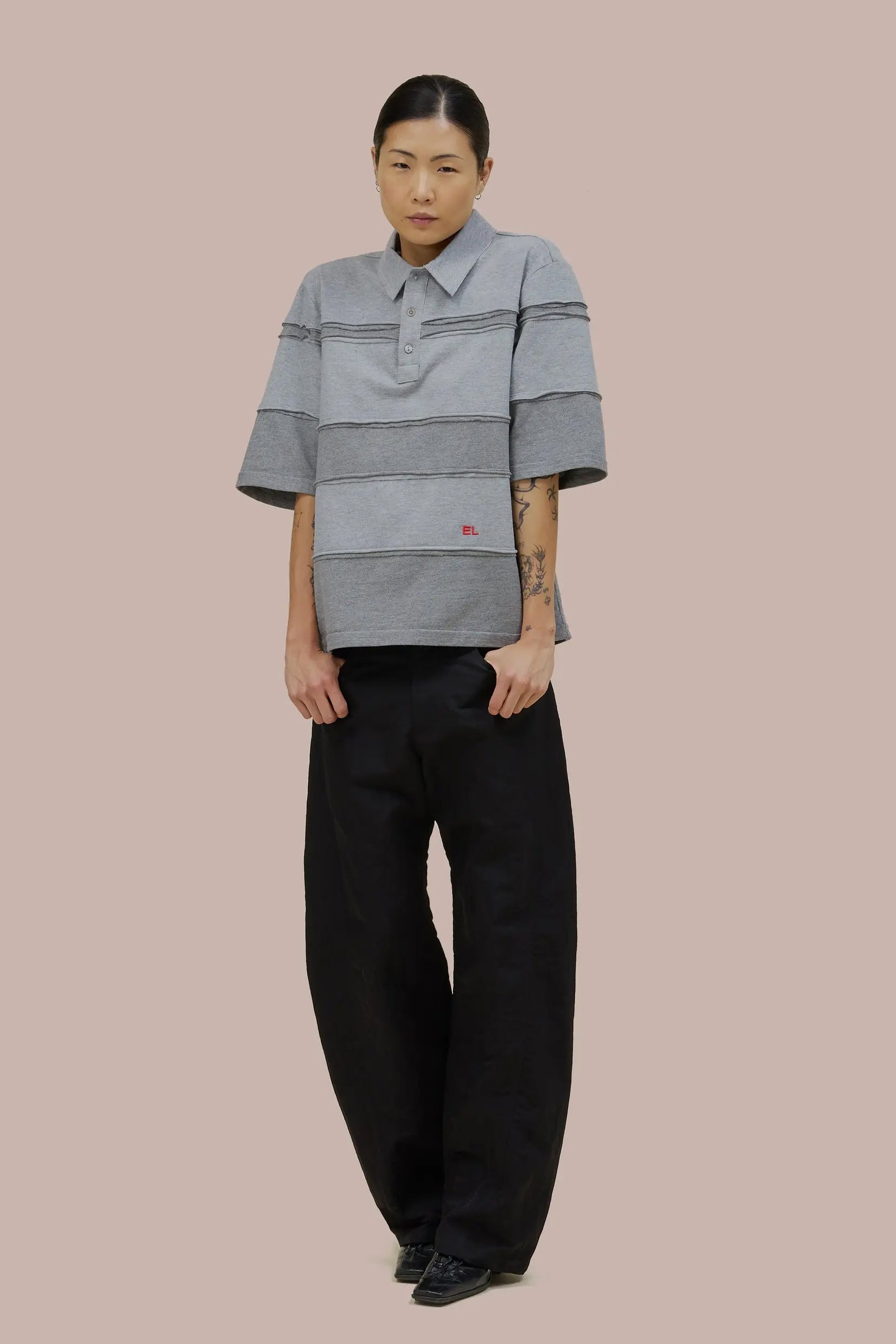 Eckhaus Latta Striated Polo // Cement