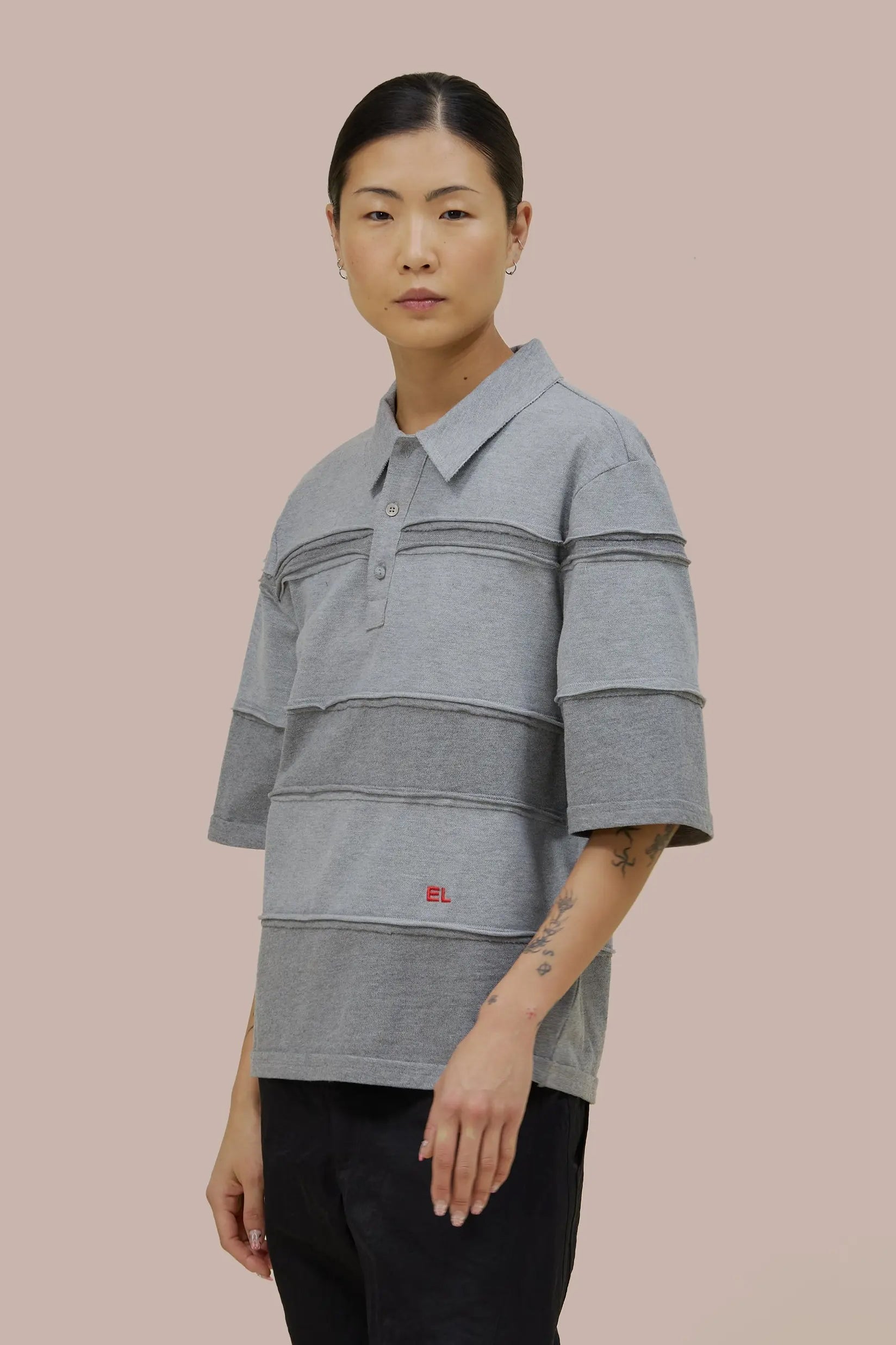 Eckhaus Latta Striated Polo // Cement