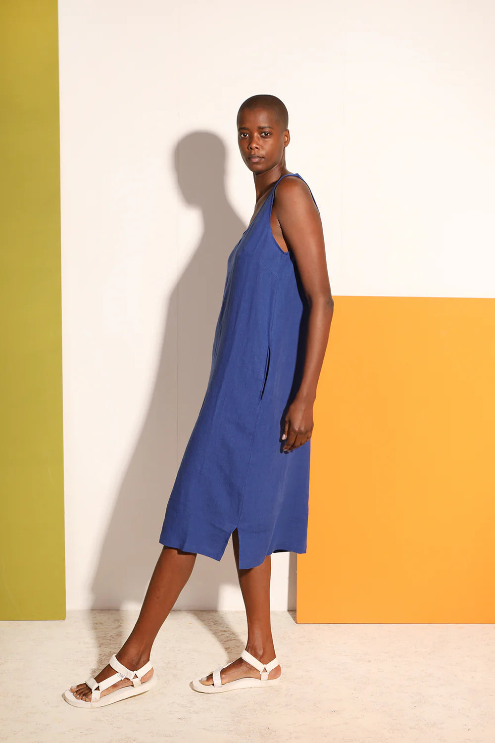 L.F. Markey Basic Linen Shift Dress // Cobalt