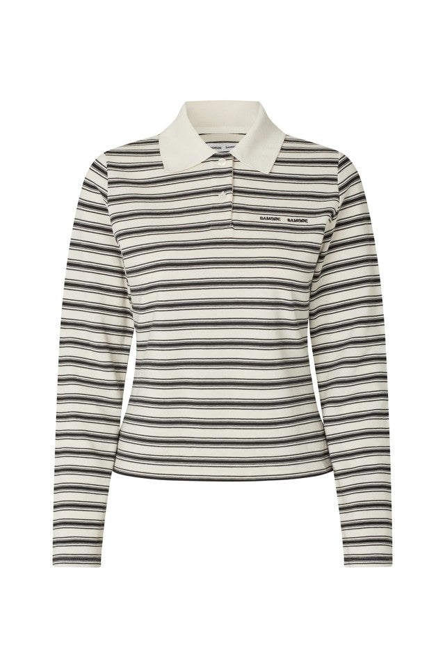 Samsøe Samsøe Sadonell LS Polo // Egret Stripe