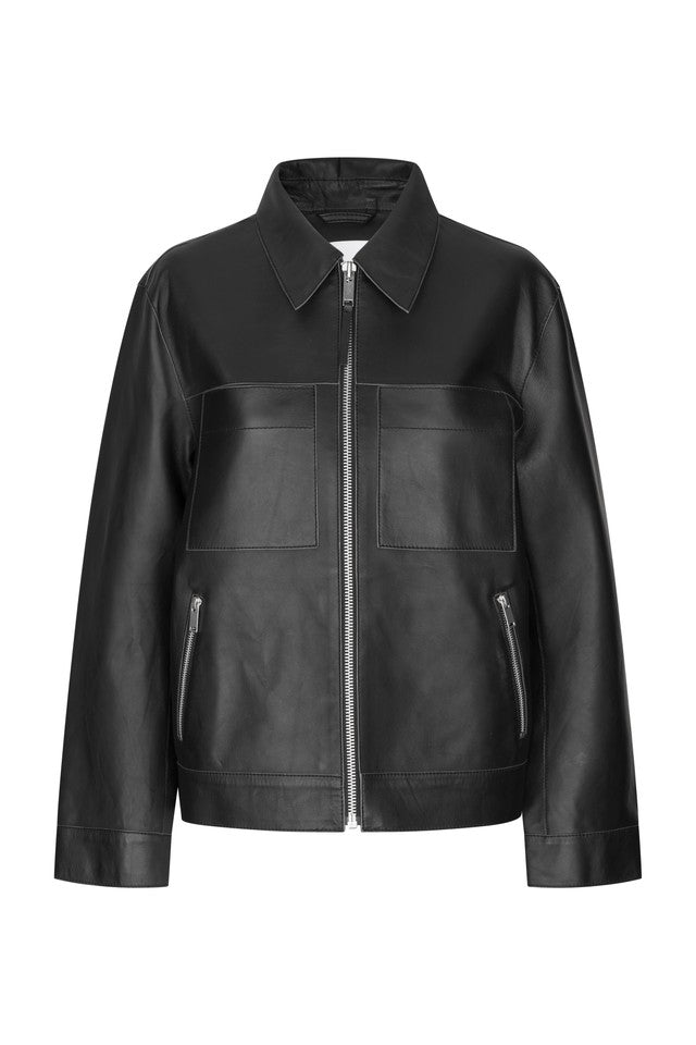 Samsøe Samsøe Sastevie Leather Jacket // Black