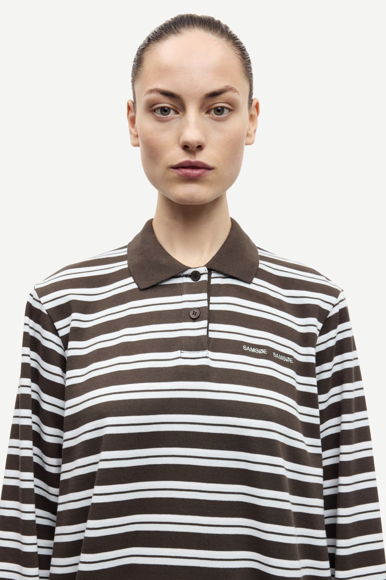 Samsøe Samsøe Sadover LS Polo // Turkish Coffee Stripe