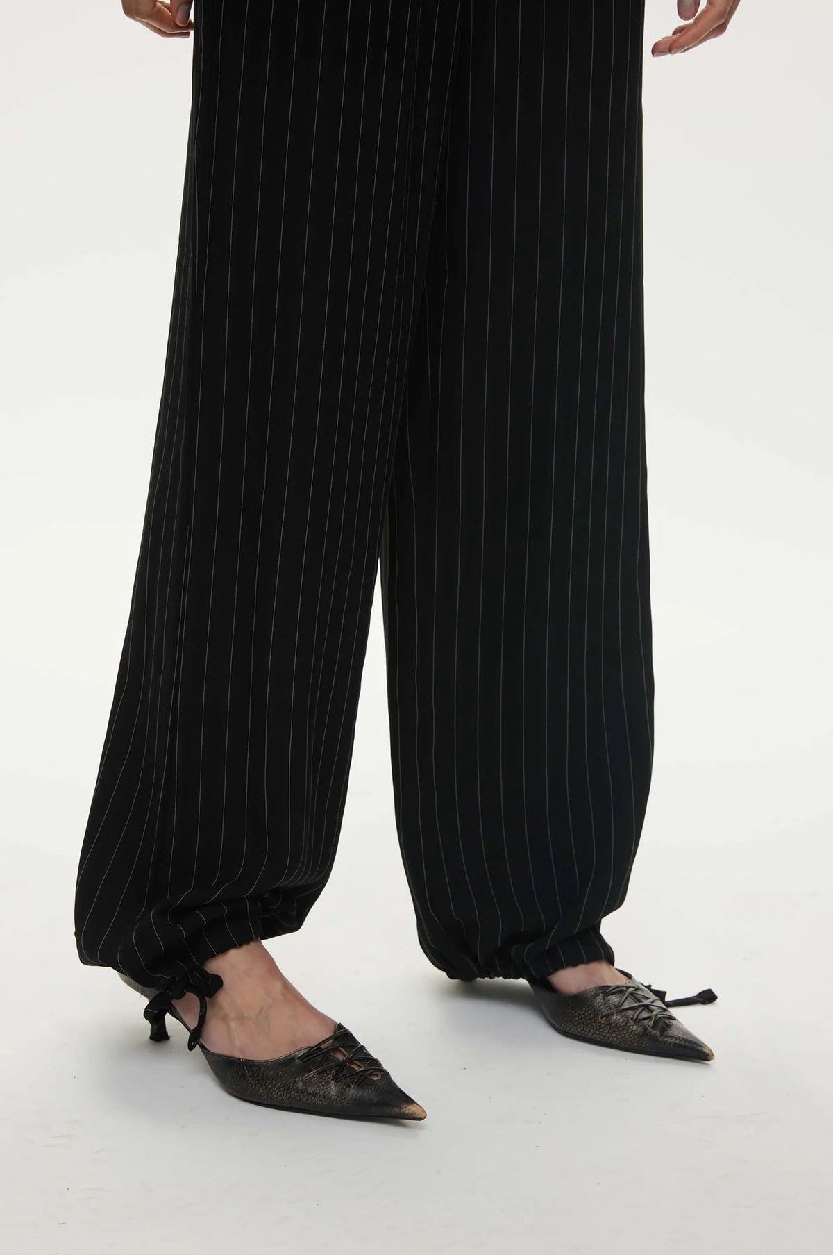 Oval Square Serena Trouser // Black Pinstripe