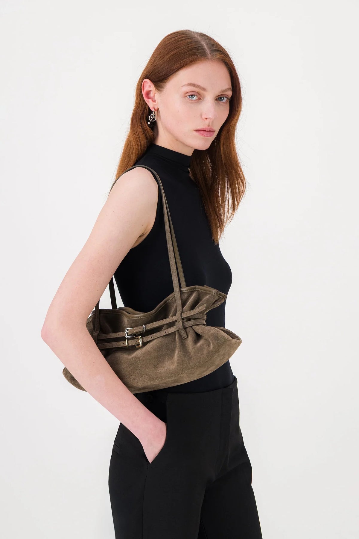 Justine Clenquet Sidney Evening Bag // Clay Suede