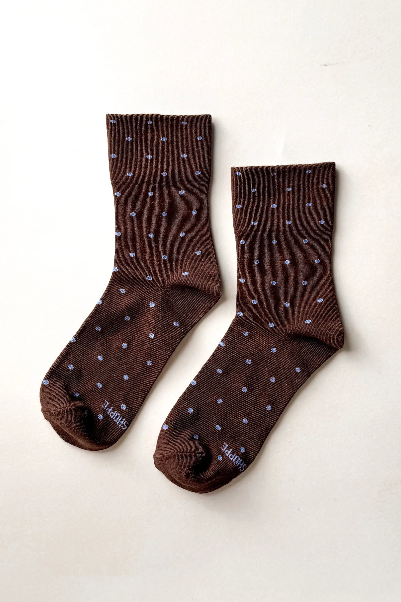 Le Bon Shoppe Sneaker Socks Polka Dot // Cacao, Blue