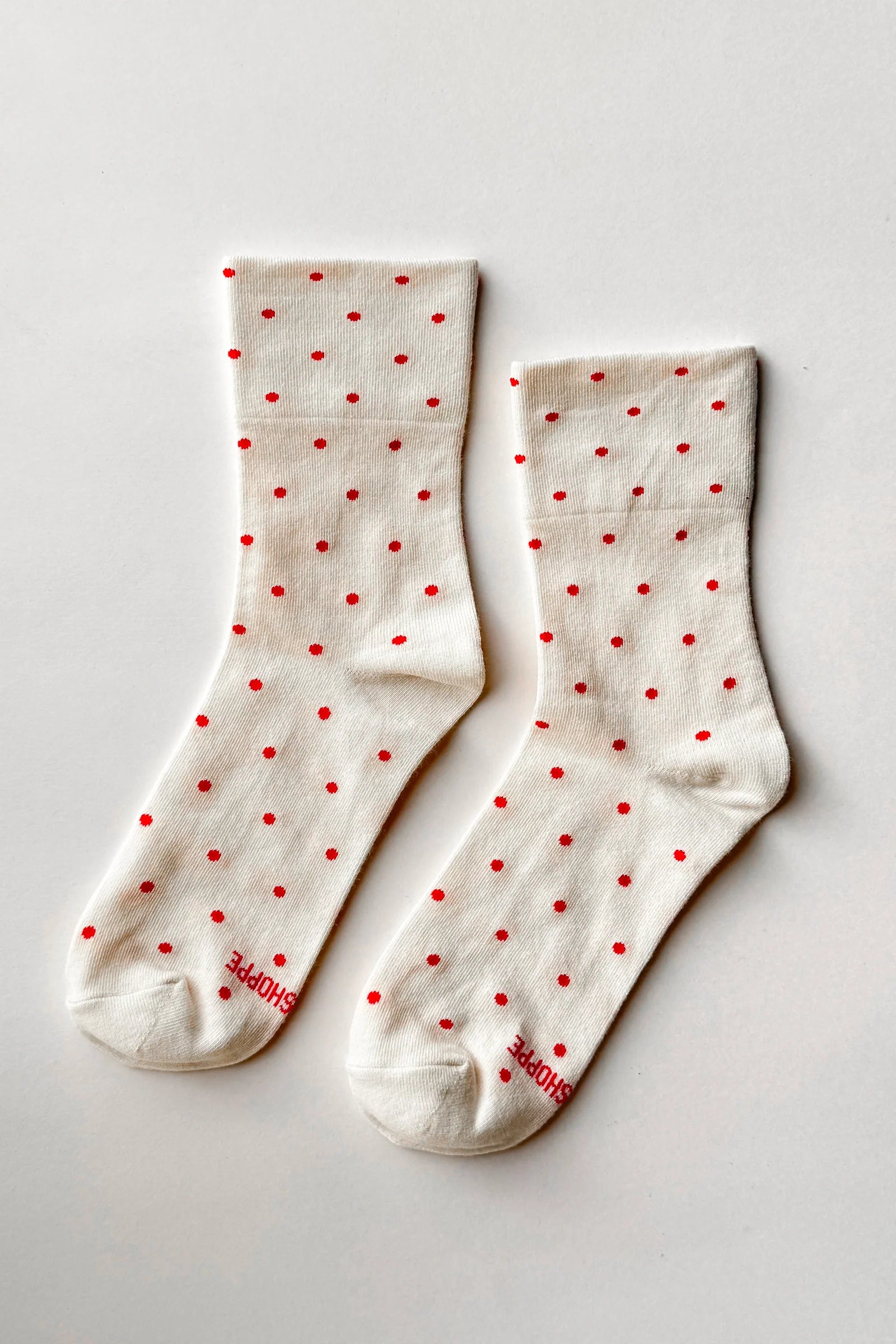 Le Bon Shoppe Sneaker Socks Polka Dot // Cream, Red