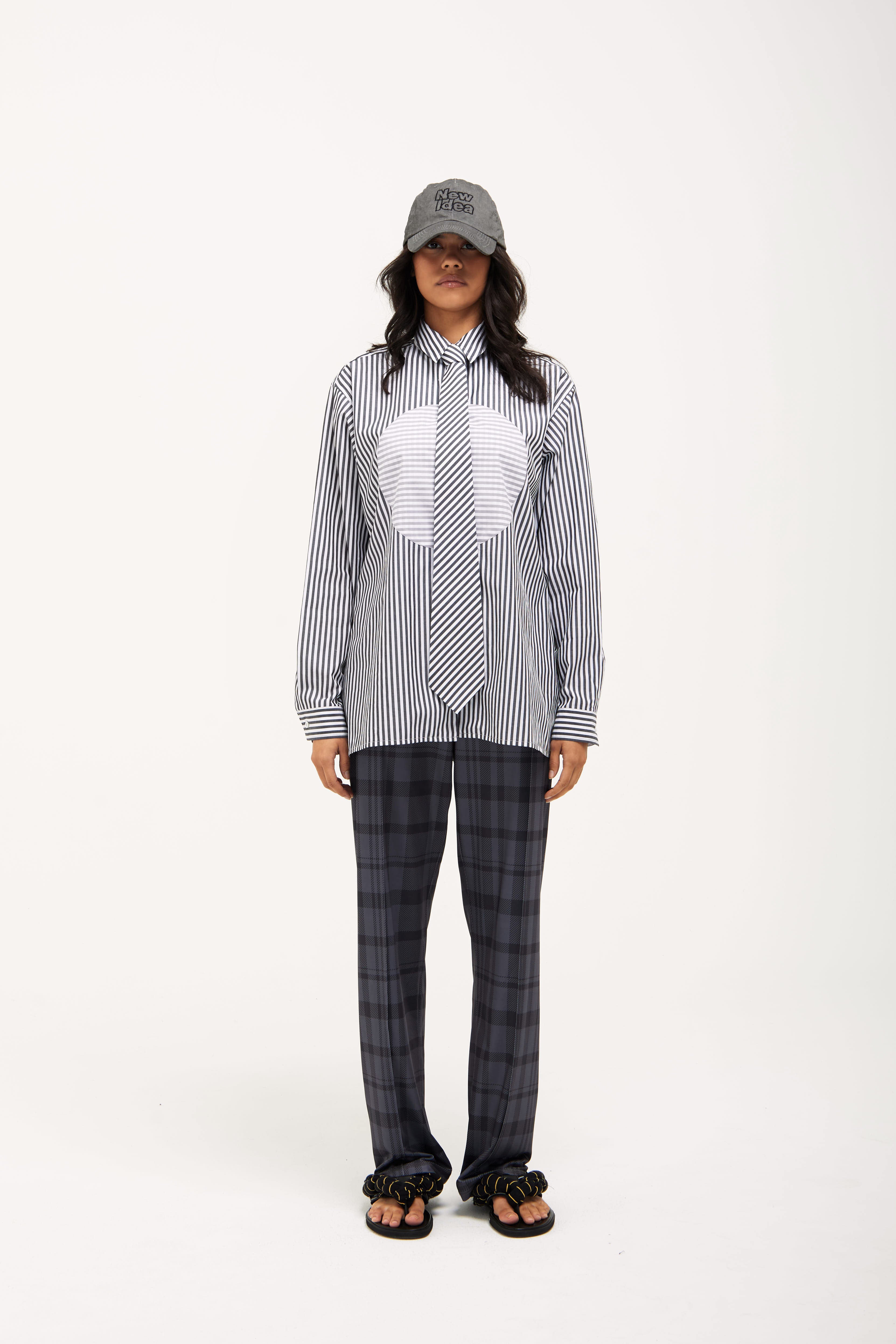 Verner Sun Shirt with Tie // Black with Grey