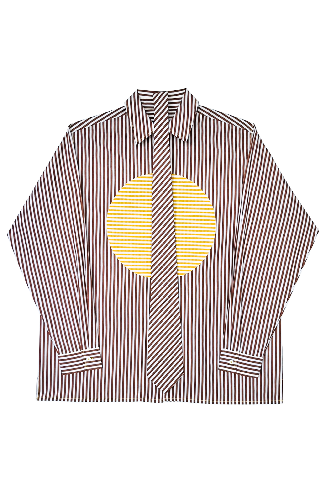 Verner Sun Shirt with Tie // Brown with Yellow