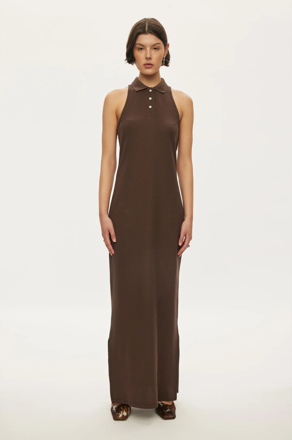 Oval Square Sunny Polo Dress // Dark Oak