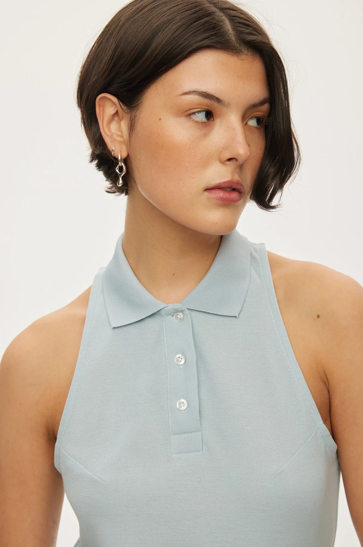 Oval Square Sunny Polo Top // Cashmere Blue