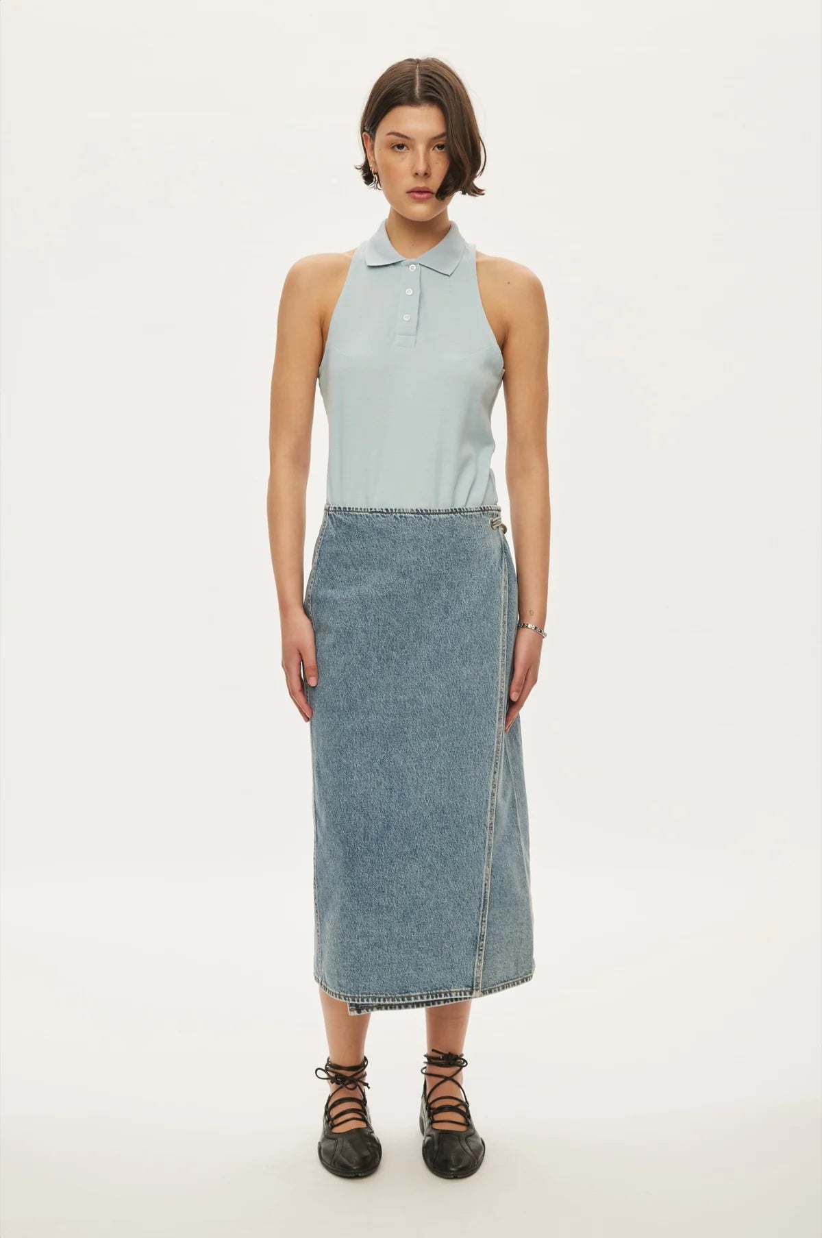 Oval Square Sunny Polo Top // Cashmere Blue