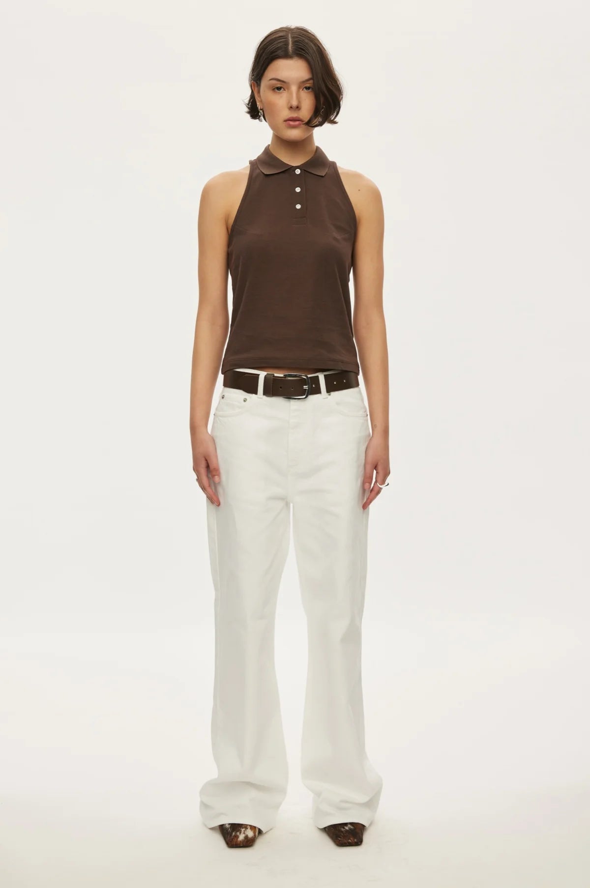 Oval Square Sunny Polo Top // Dark Oak