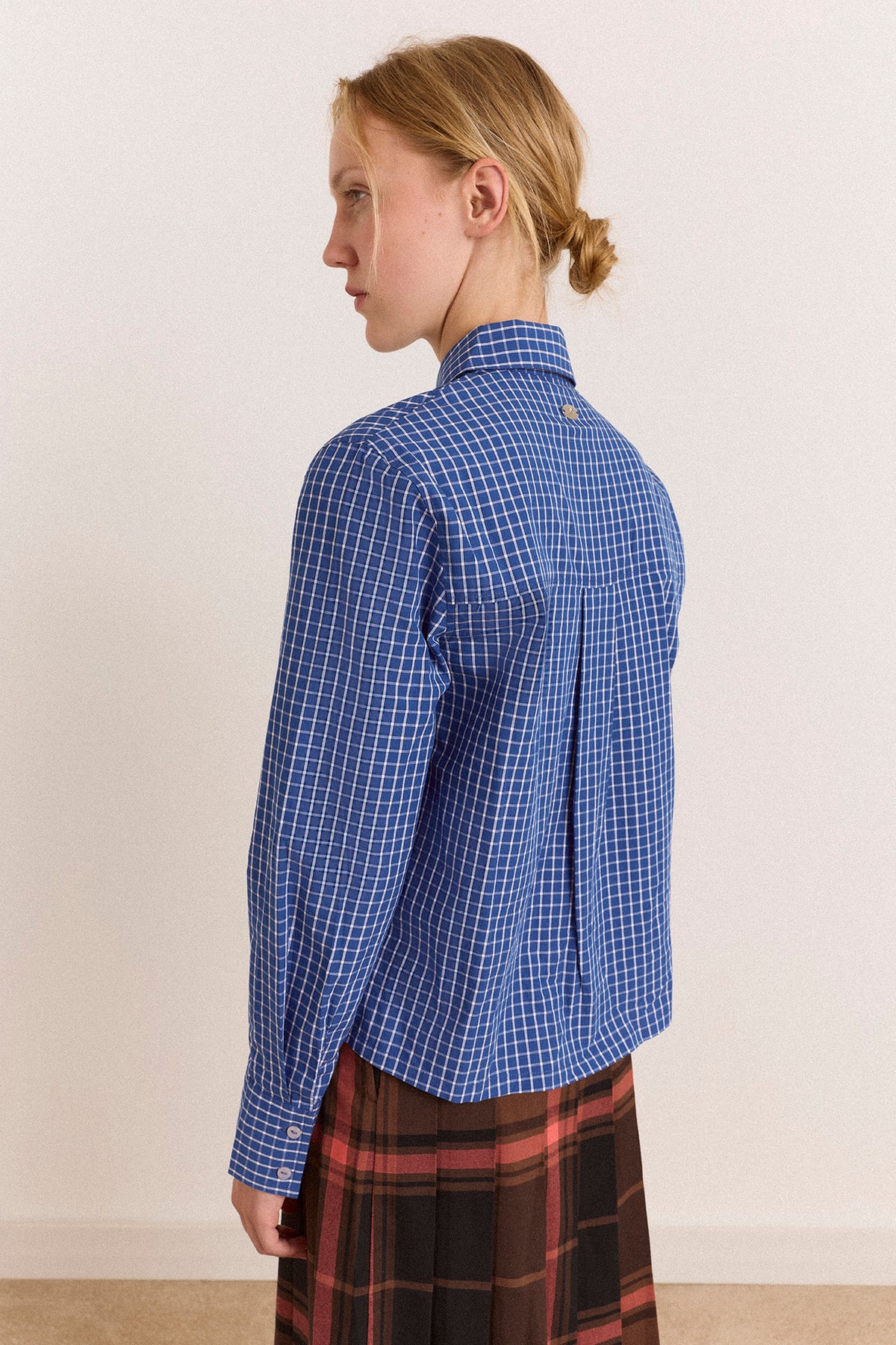 Damson Madder Talia Ruched Shirt // Blue Check
