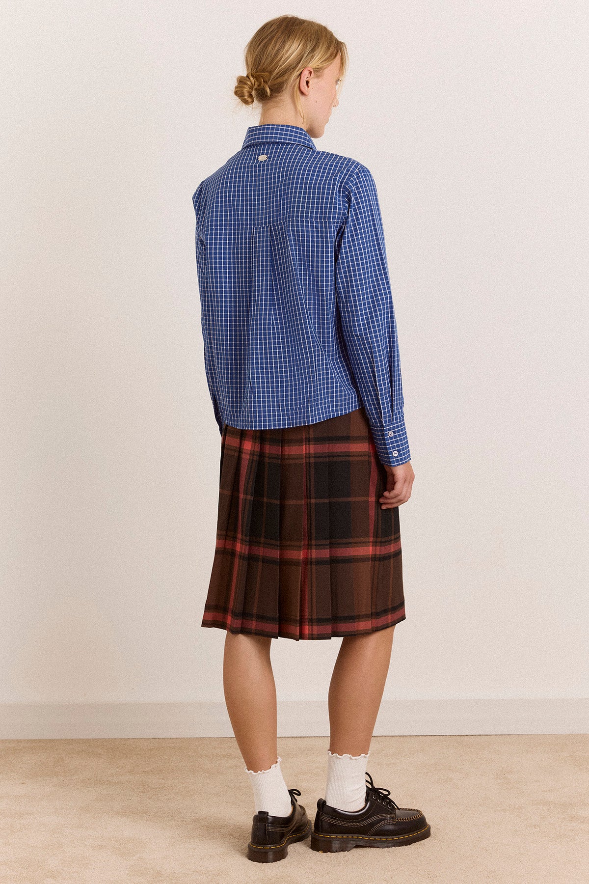 Damson Madder Talia Ruched Shirt // Blue Check