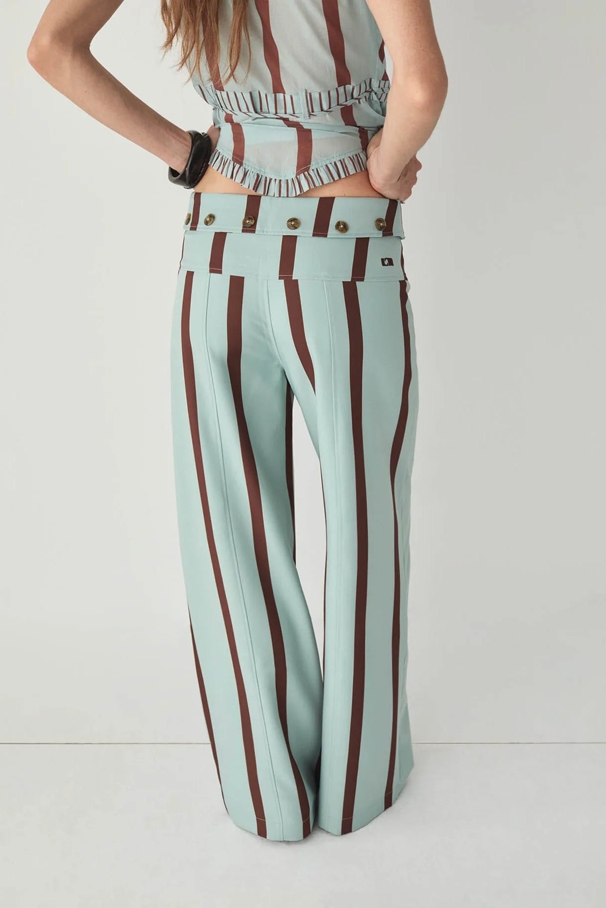 Laagam Tashi Striped Flow Pants // Turquoise
