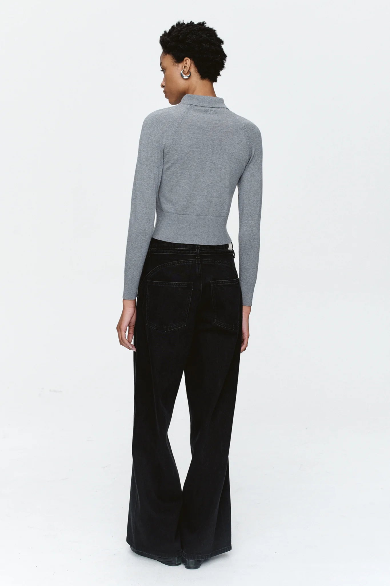 Marle Tie Curve Seam Jean // Black