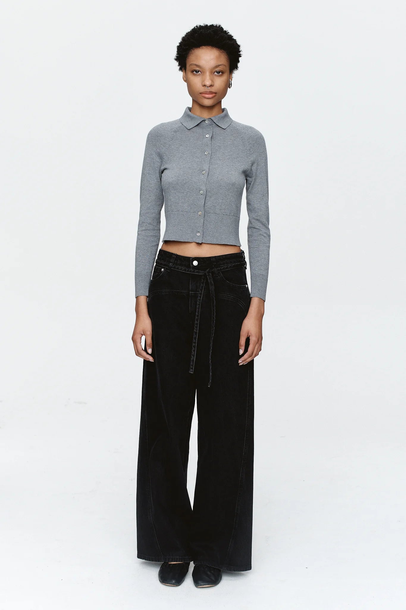 Marle Tie Curve Seam Jean // Black