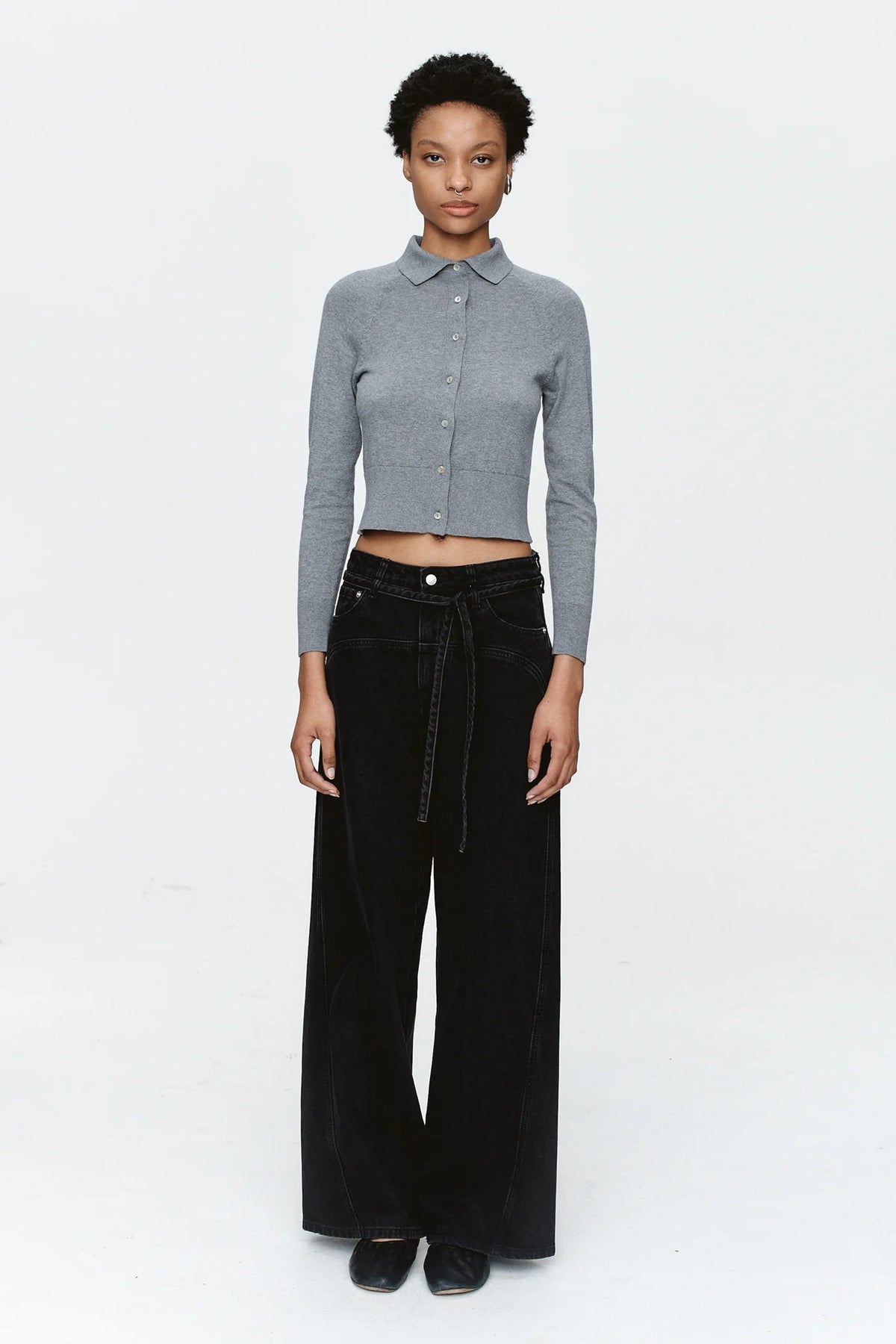 Marle Tie Curve Seam Jean // Black