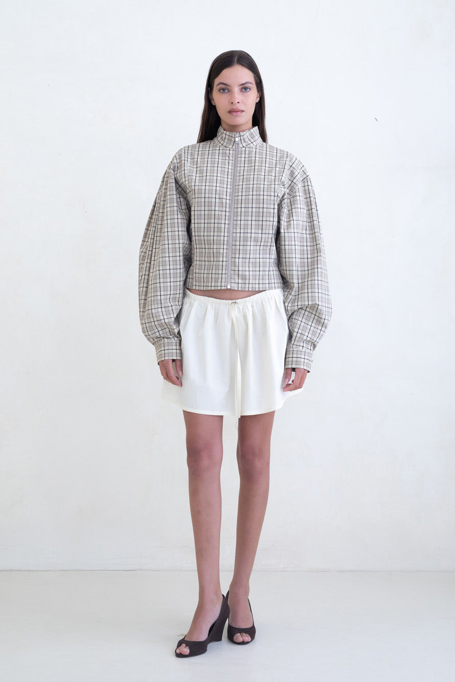 Belle Anna Globo Jacket // Brown Plaid