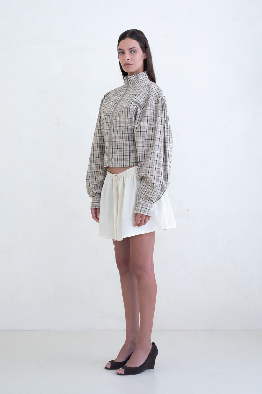 Belle Anna Globo Jacket // Brown Plaid