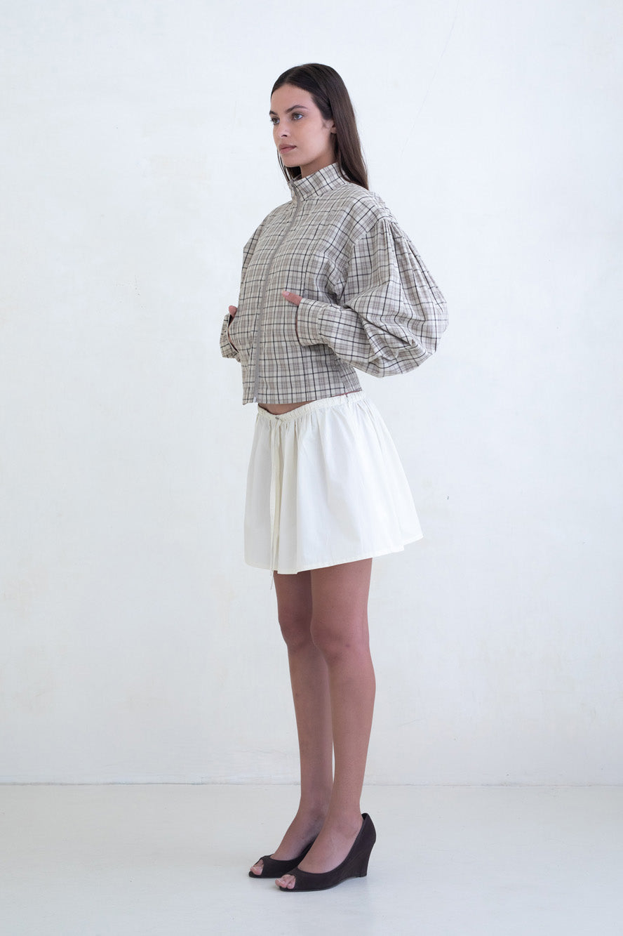 Belle Anna Globo Jacket // Brown Plaid