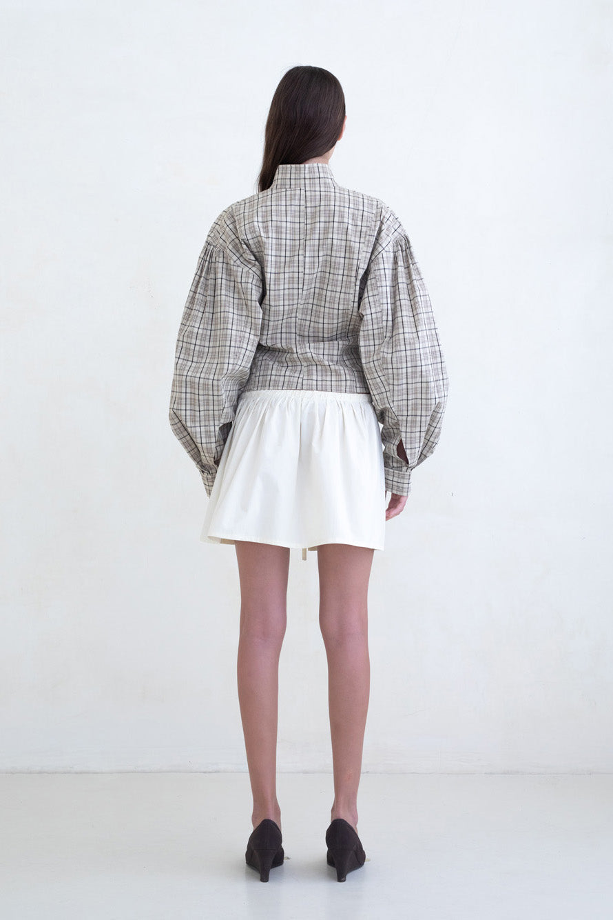 Belle Anna Globo Jacket // Brown Plaid
