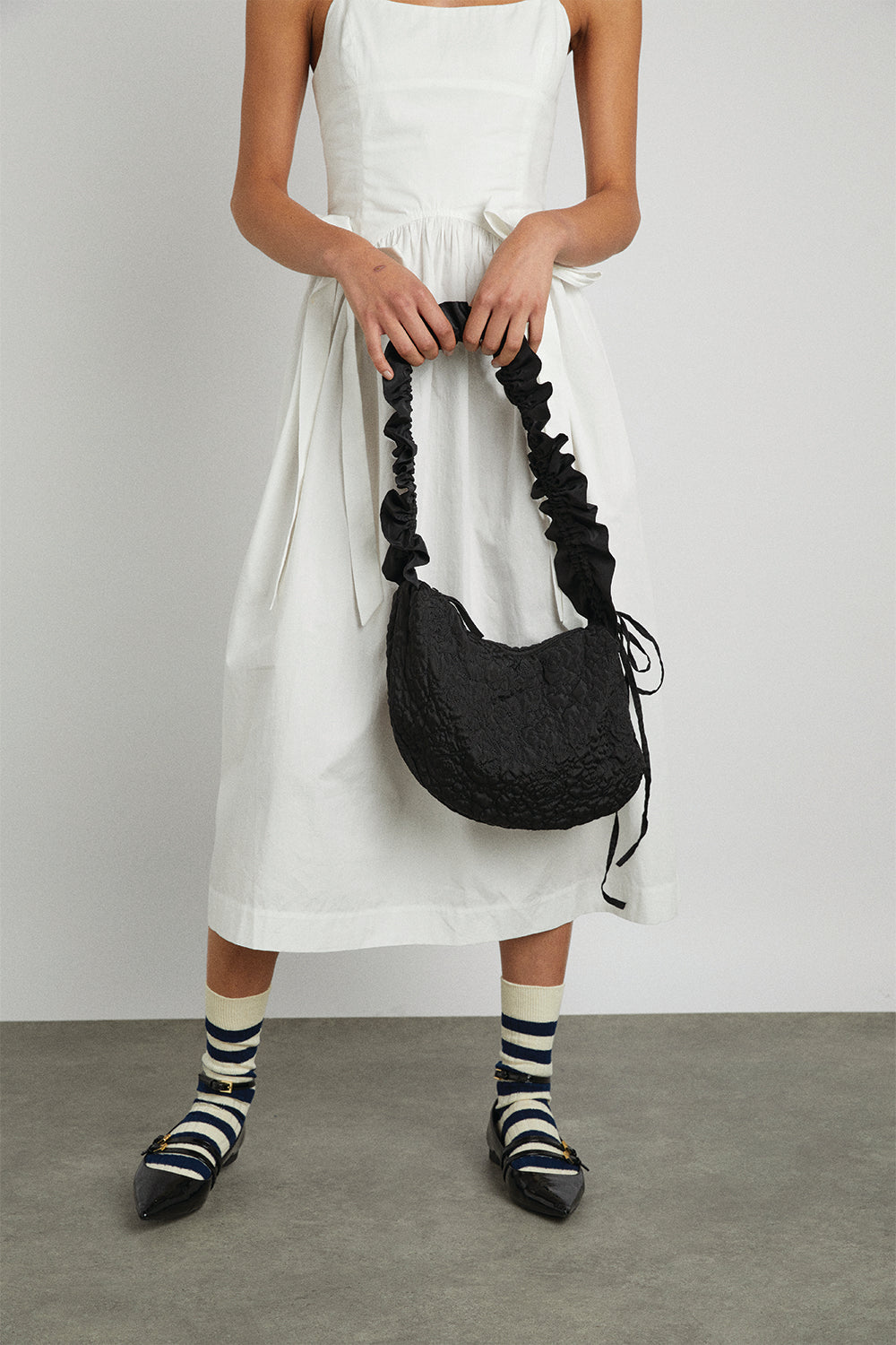 Damson Madder Embroidered Rose Kidney Bag // Black