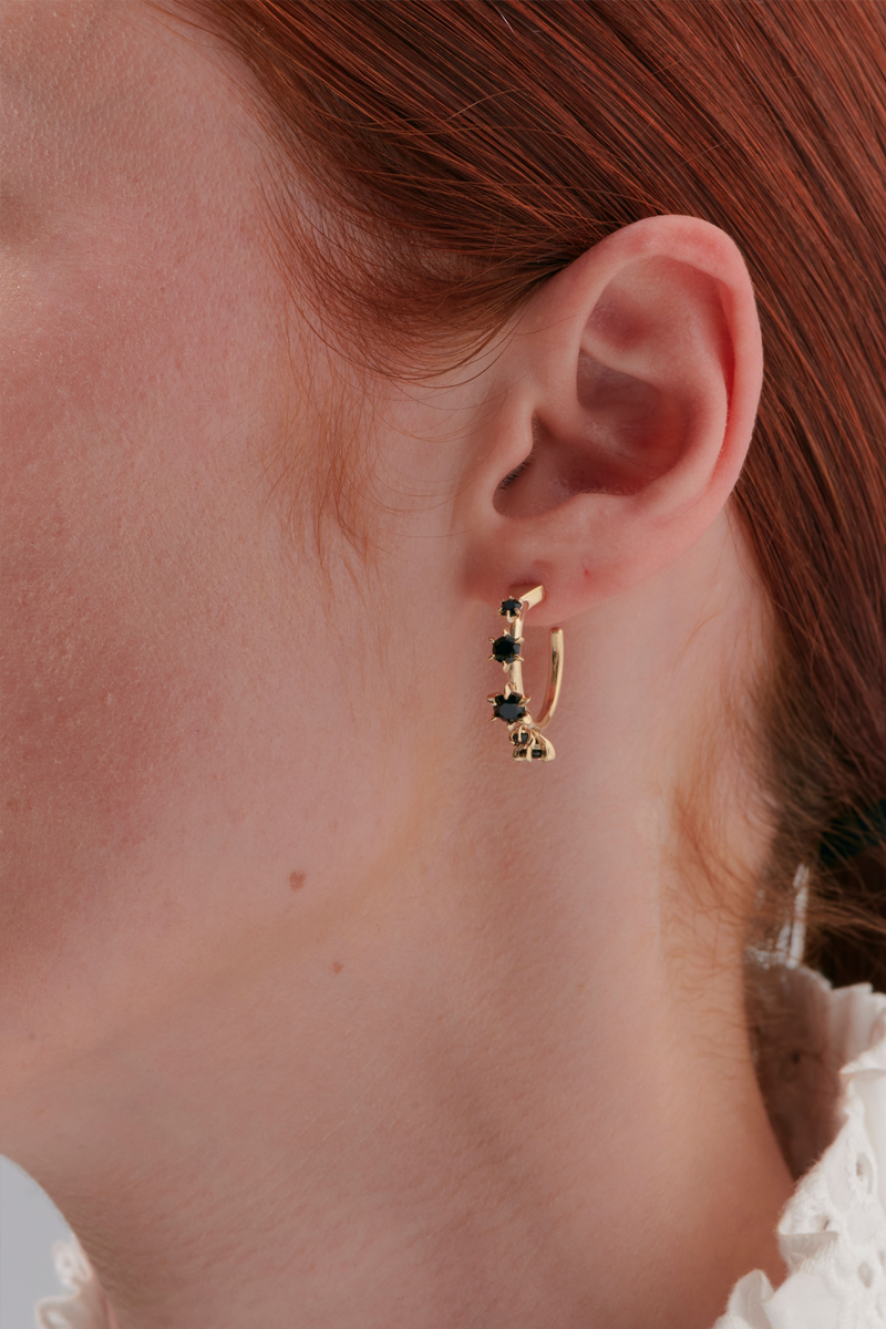 Karen Walker Baroque Earrings Onyx // Gold Plated