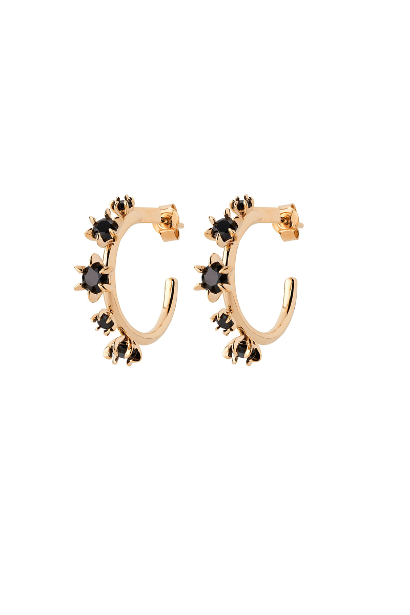 Karen Walker Baroque Earrings Onyx // Gold Plated