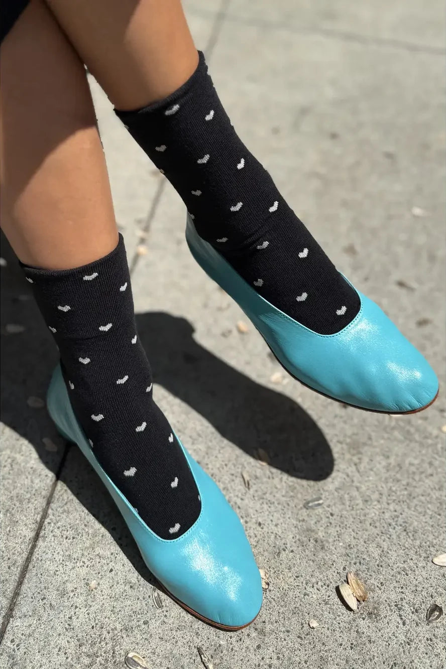 Le Bon Shoppe Sneaker Socks Heart // Black, Cream