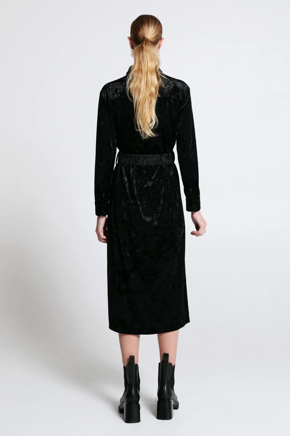 Karen Walker Electric Velvet Shirt Dress // Black