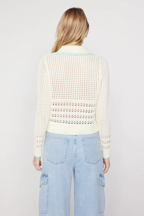 Kitri Evie Mixed Crochet Knit Top // Ivory