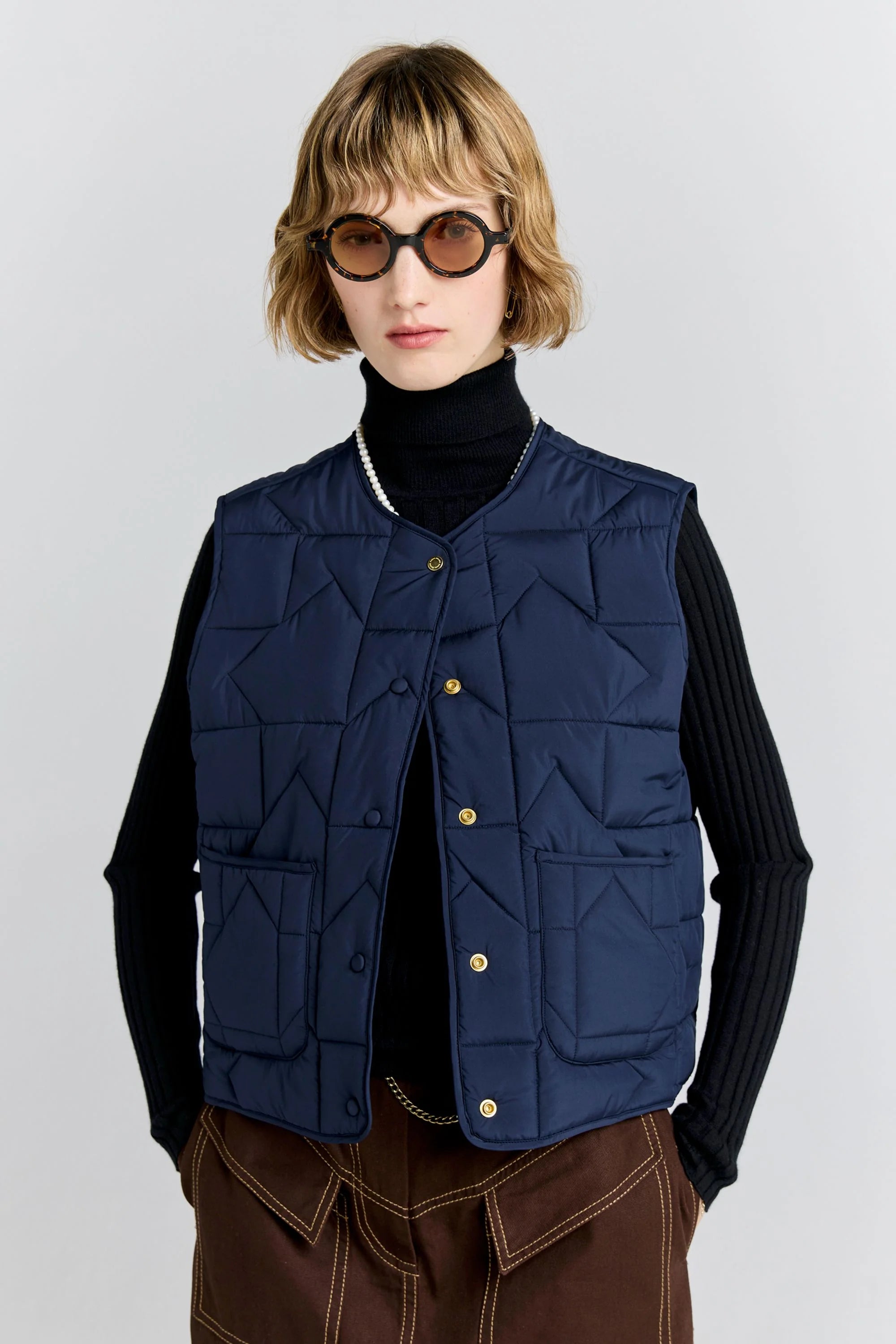 Karen Walker Quilted Drift Vest // Navy